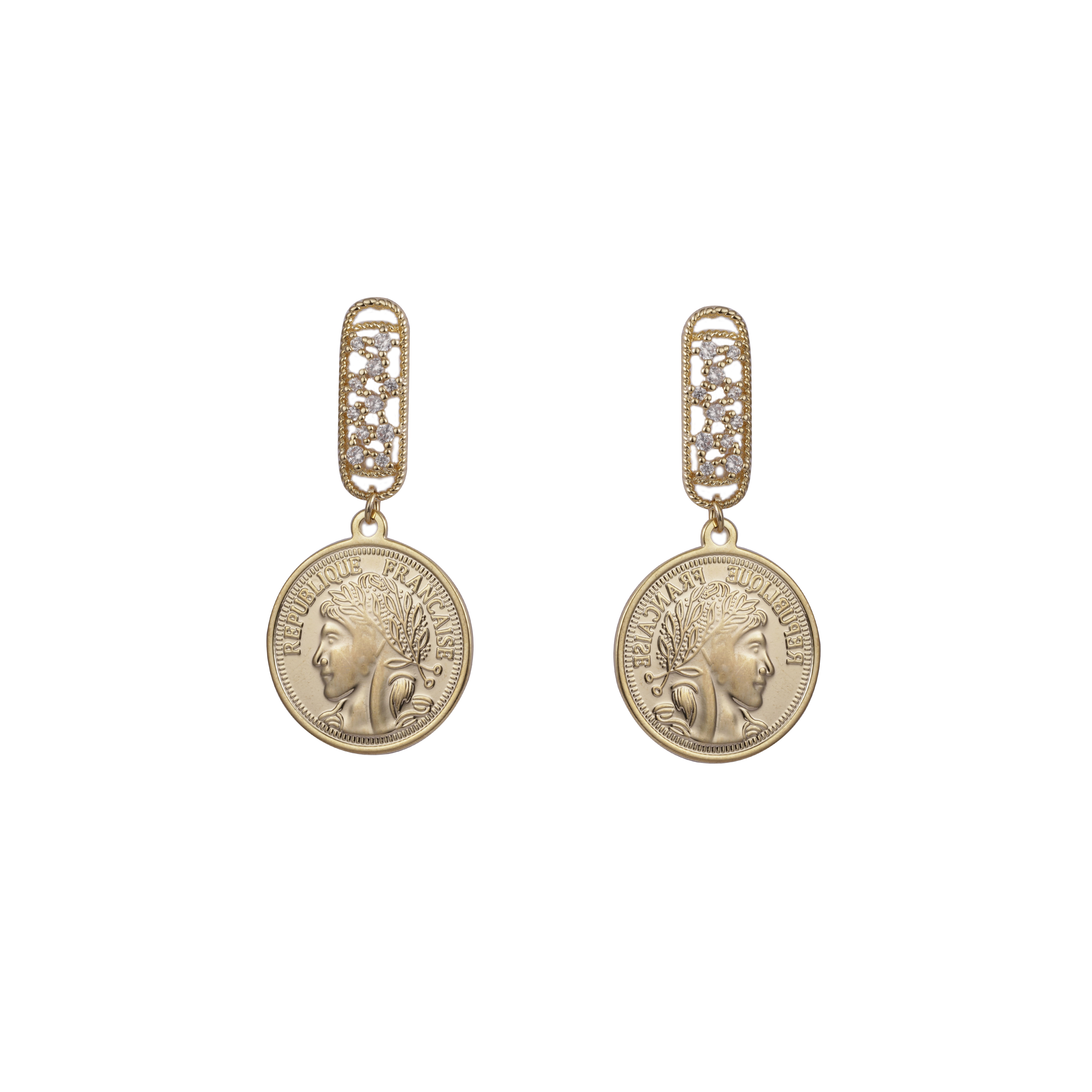Ohrringe mit Zirkonia-Münzen 