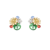 Ohrringe mit farbigen Steinen der Blumenserie, vergoldeter Schmuck