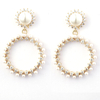 EXW-Preis, mit Perlen verzierte Creolen, modische Ohrringe, Messingbasis, vergoldet 