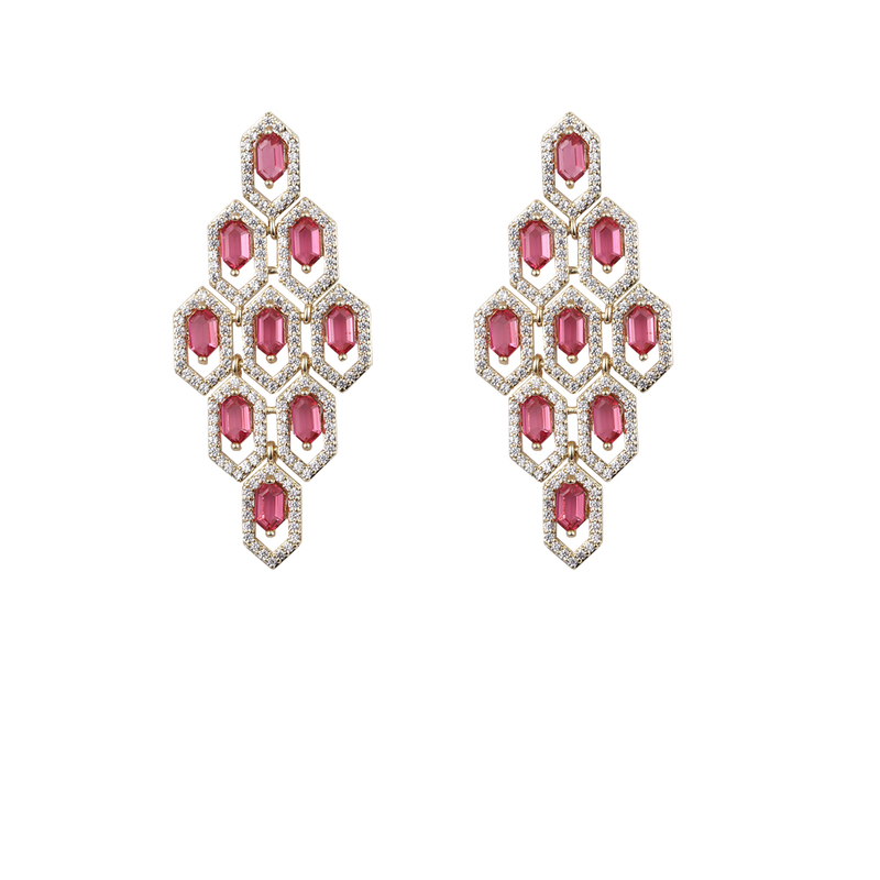 Hochwertige Granat-Strass-Cz-Modeohrringe