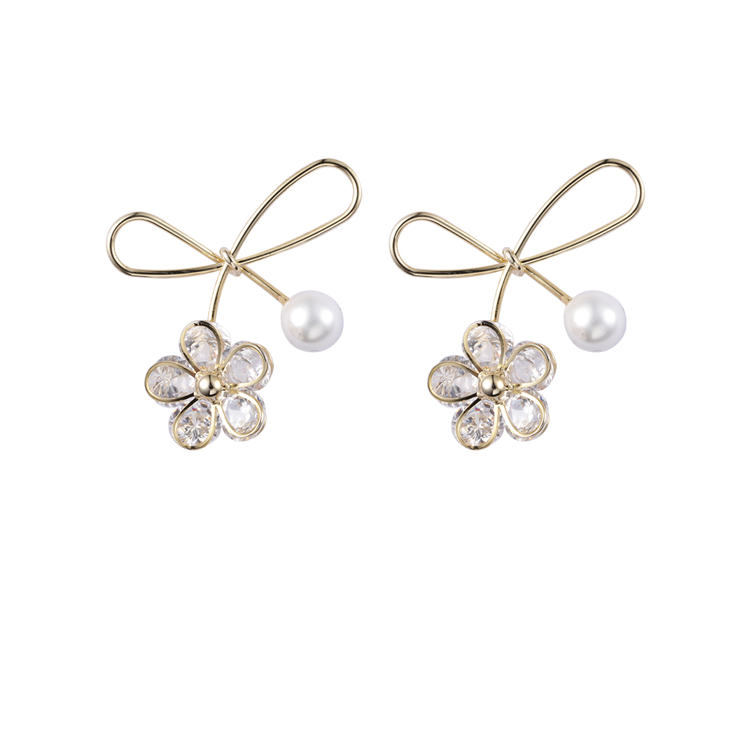 Mode-Ohrringe mit Schleife und Perlen 