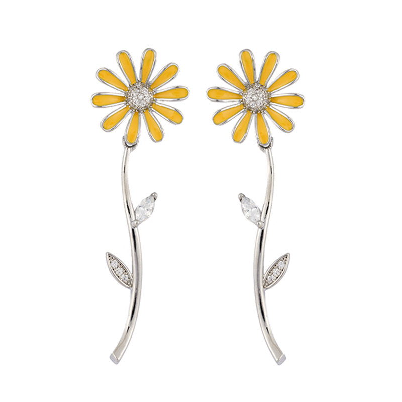 Mehrfarbige Emaille-Sonnenblumen-Ohrringe vorrätig: 2,4–2,9 $