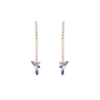 Elegante Ohrringe mit lila Orchideen-CZ, 14 Karat vergoldet