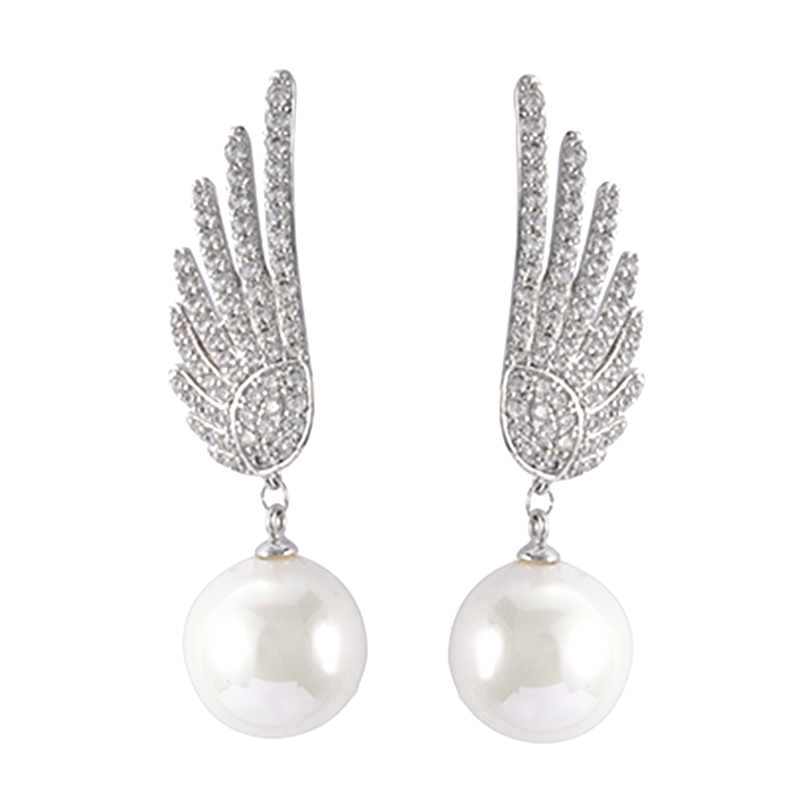 Engelsflügel-Ohrringe mit Zirkonia und Perlen 2,92–3,48 $