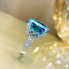 Modischer Bling blauer großer Edelstein-Ring RTB004