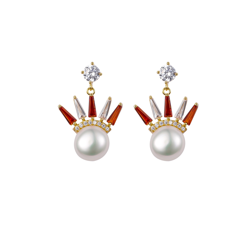 Modische Ohrringe im modischen CZ-Königin-der-Perlen-Stil