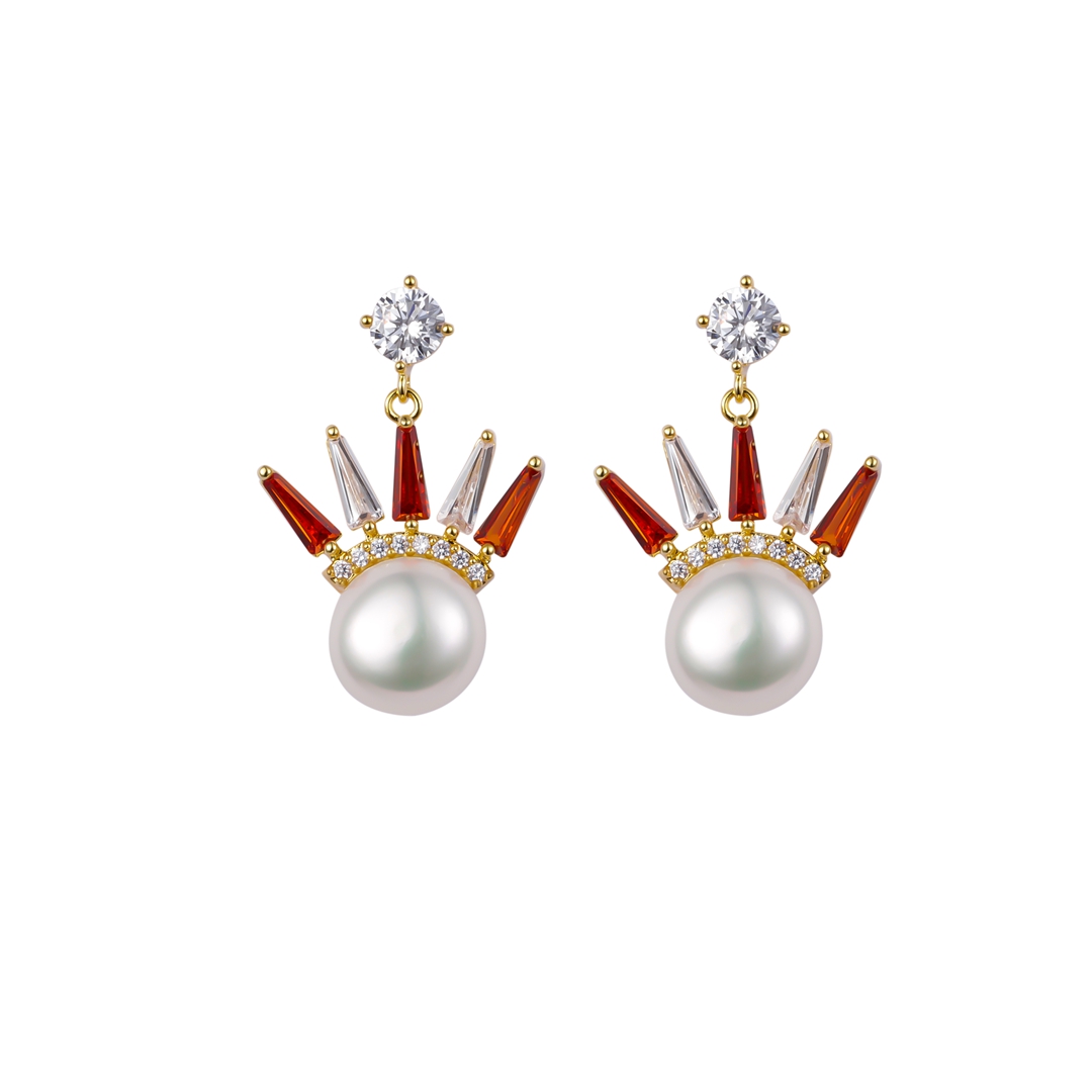 Modische Ohrringe im modischen CZ-Königin-der-Perlen-Stil